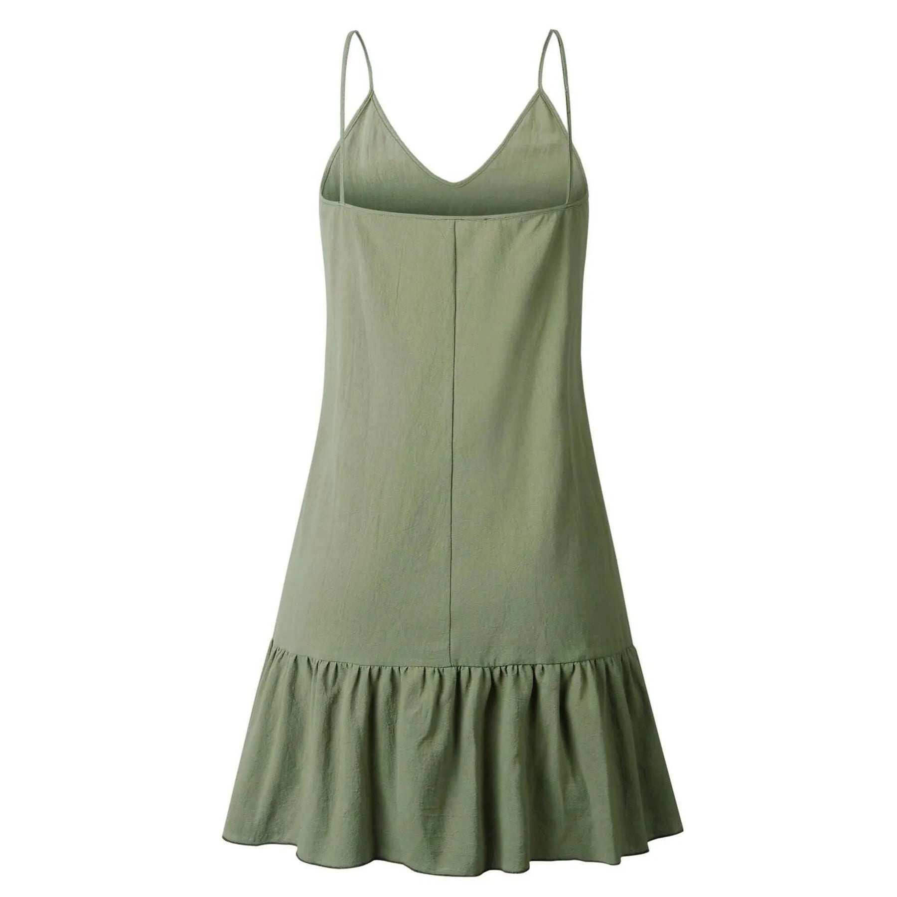 Vestido Curto em Linho com Alças Finas e Decote V