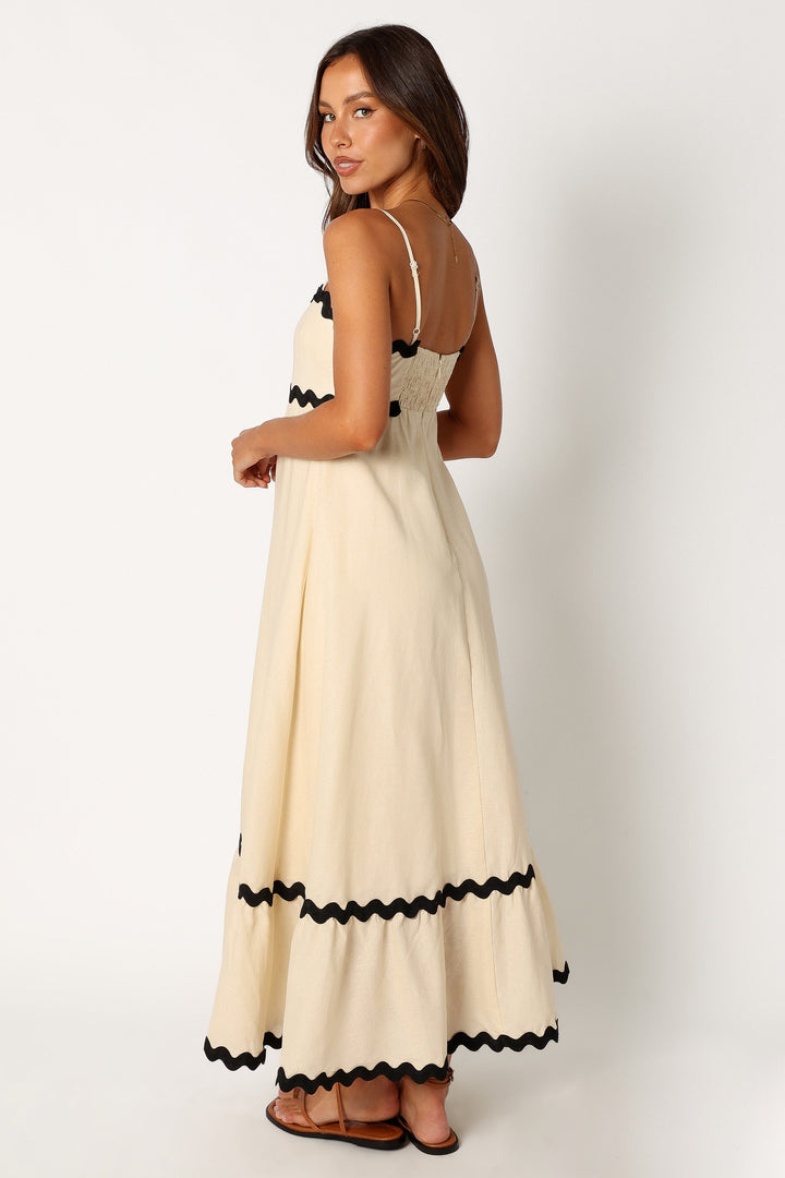 Vestido Midi Elegante com Alças Onduladas