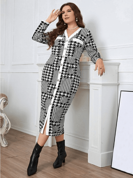 Vestido Mídi Feminino Vintage Plus Size