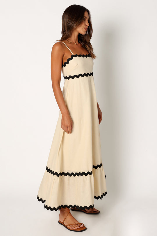 Vestido Midi Elegante com Alças Onduladas