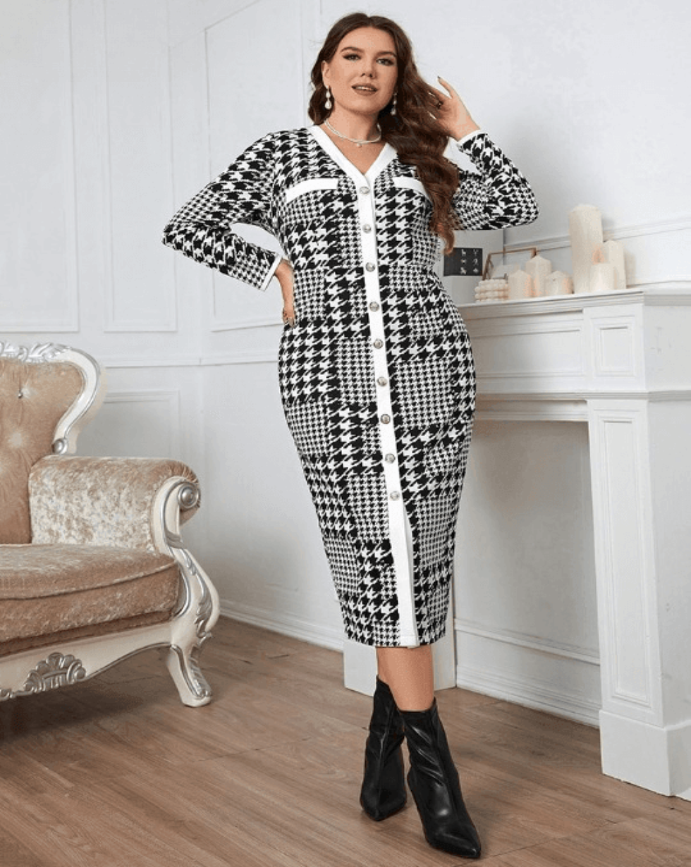Vestido Mídi Feminino Vintage Plus Size