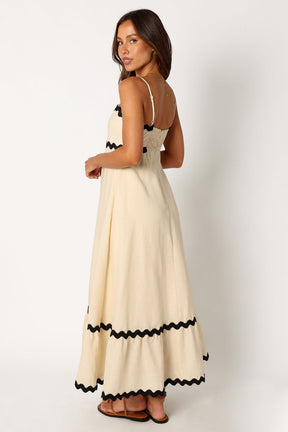 Vestido Midi Elegante com Alças Onduladas