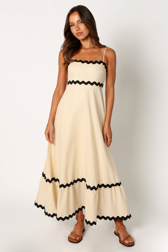 Vestido Midi Elegante com Alças Onduladas