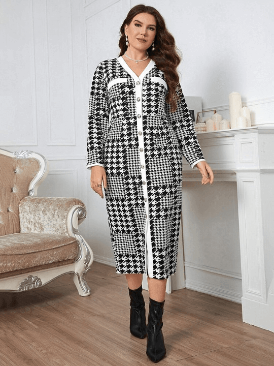 Vestido Mídi Feminino Vintage Plus Size