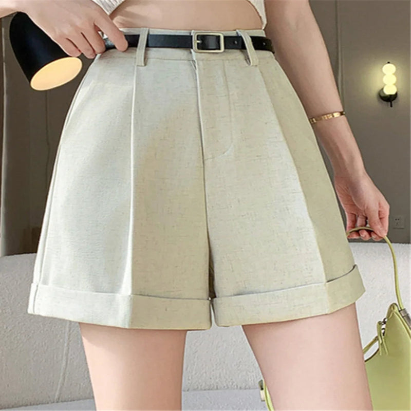 Short Feminino com Cinto Cintura Alta Elegance