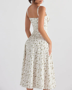 Vestido Midi Floral com Fenda Lateral