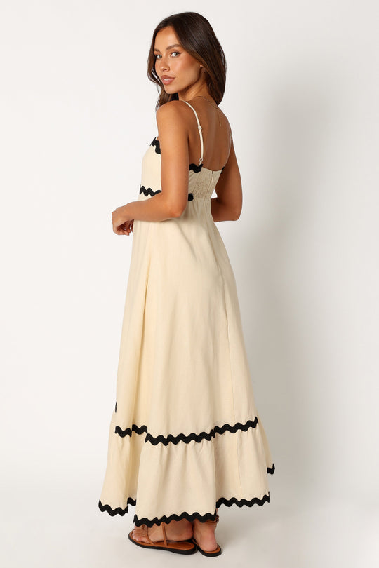 Vestido Midi Elegante com Alças Onduladas